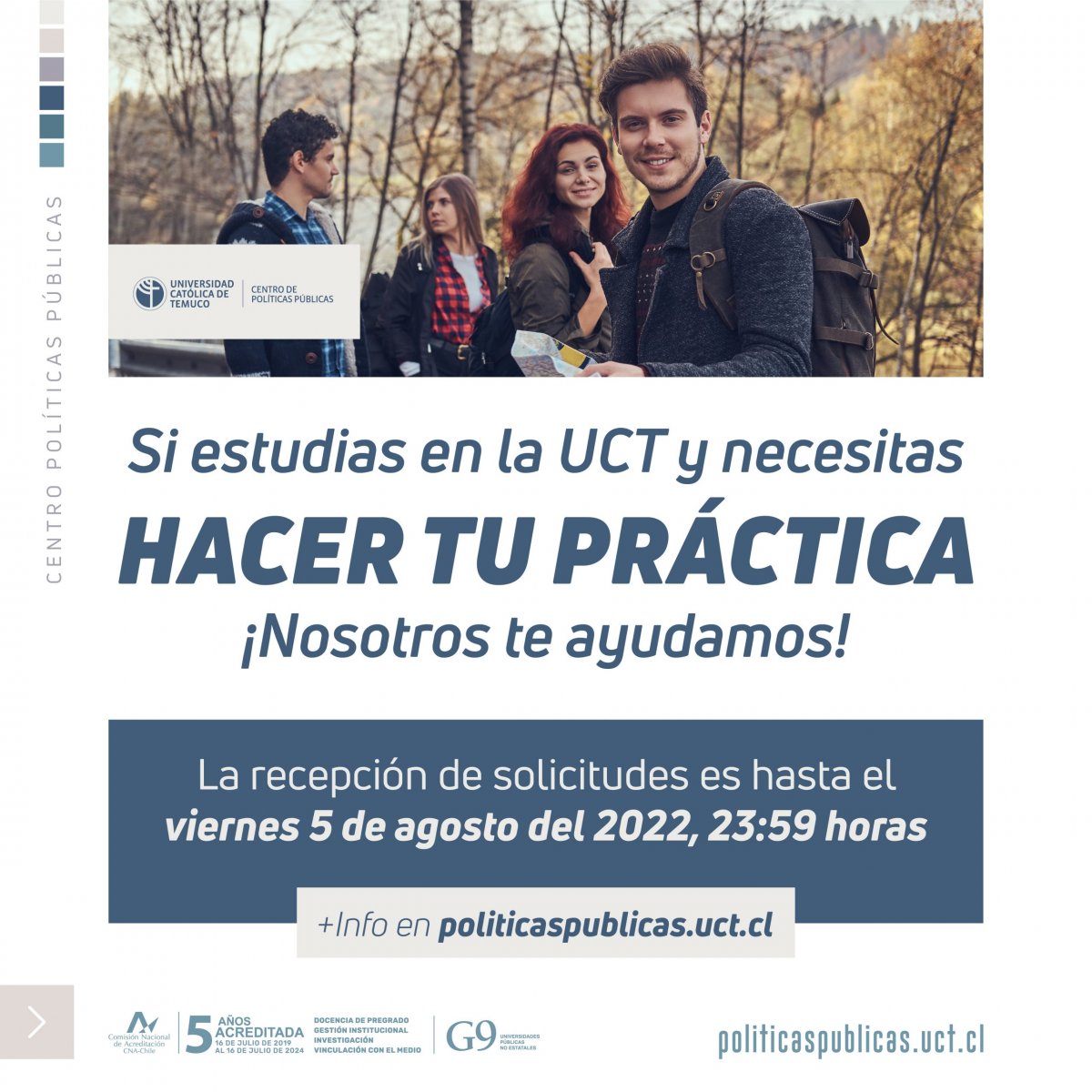 Centro de Políticas Públicas UCT convoca a nuevos practicantes para segundo semestre 2022